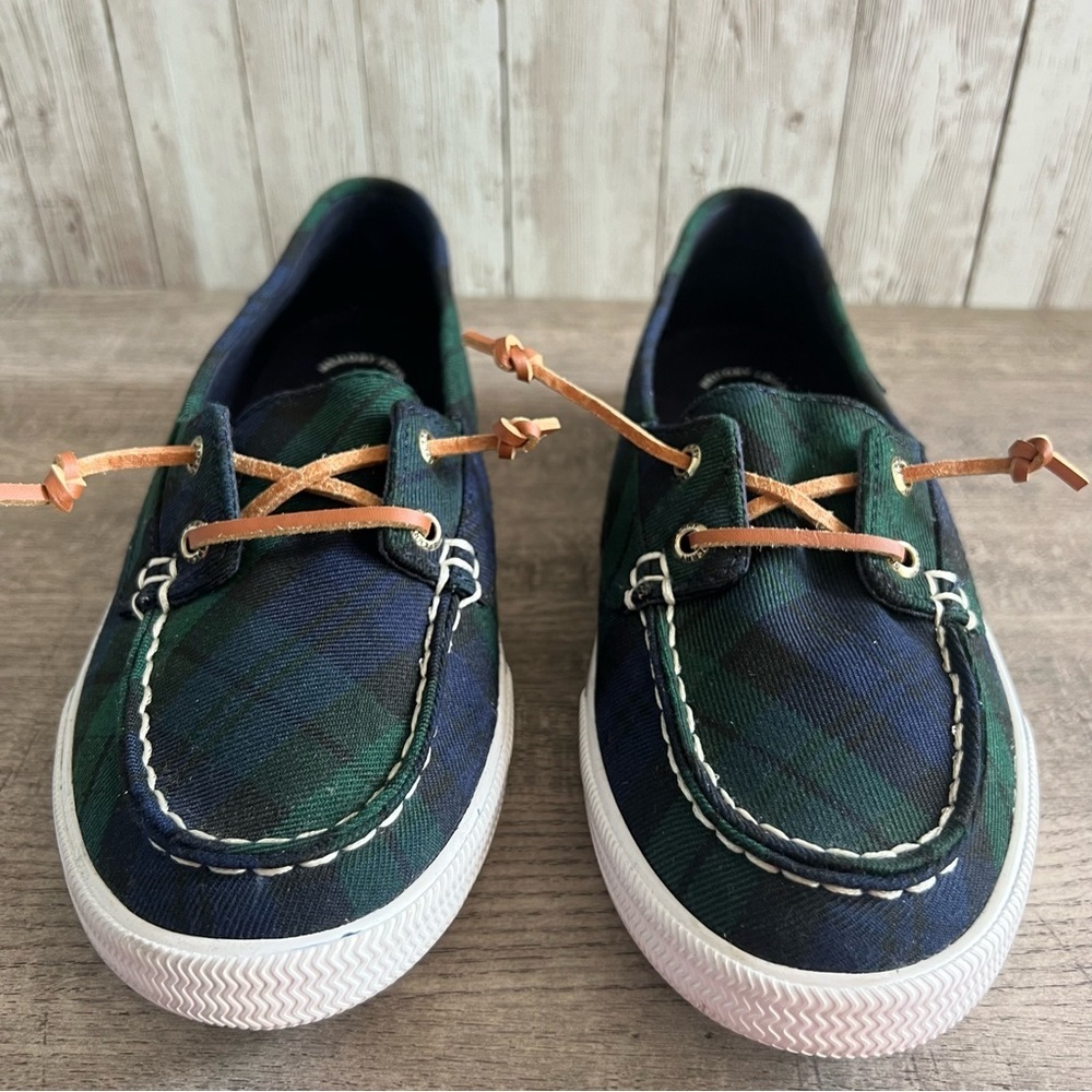 Sperry Lounge Away Blackwatch Plaid Slip On Boat Shoe Sneakers 7.5 - Picture 2 of 7